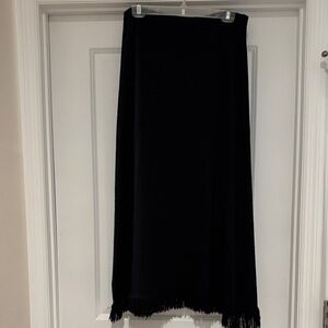 Dialogue Black Maxi Skirt with Fringe